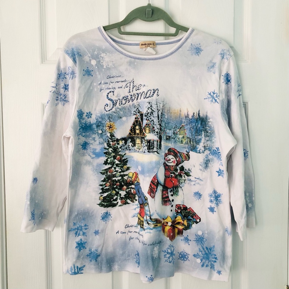 Vintage Winter Wonderland Y2K Print 3/4 Sleeve Top